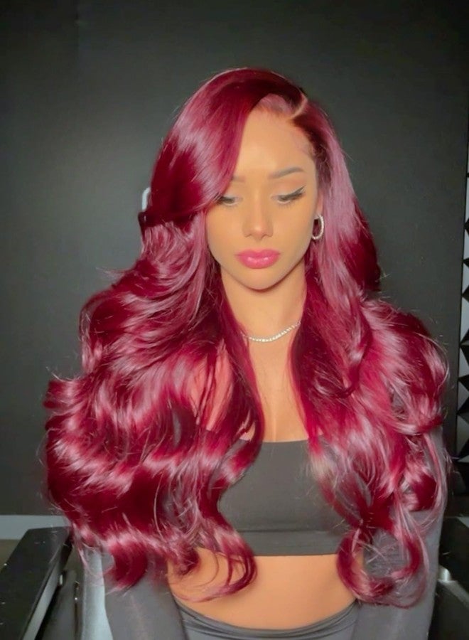 NOSTALGIA 99j Burgundy Wig Glueless Long Wavy Red Wigs for Women 28 Inch Curly Wig Side Part Wine Red Colored Wigs for Daily PartyUse - Image 1